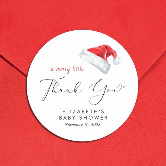 Santa Hat Baby shower Dank u Ronde Sticker