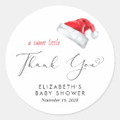 Santa Hat Baby shower Dank u Ronde Sticker (Voorkant)