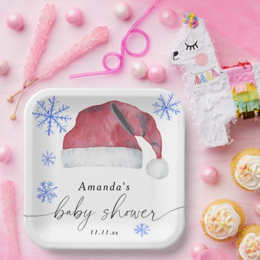 Santa Hat - baby shower Papieren Bordje (Feest)
