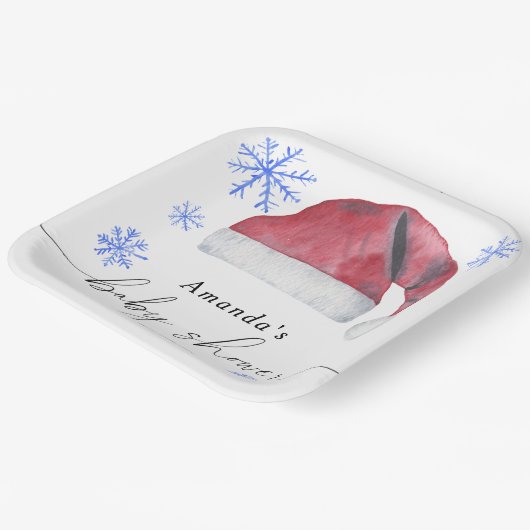 Santa Hat - baby shower Papieren Bordje (Gebogen)