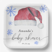 Santa Hat - baby shower Papieren Bordje (Voorkant)