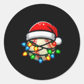 Santa Hat Baseball Toddler Kids Christmas Lights X Ronde Sticker (Voorkant)