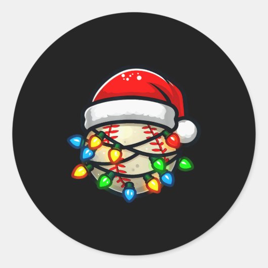 Santa Hat Baseball Toddler Kids Christmas Lights X Ronde Sticker (Voorkant)