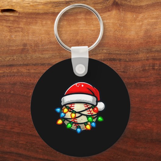 Santa Hat Baseball Toddler Kids Christmas Lights X Sleutelhanger (Voorkant)