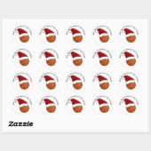Santa Hat Basketbal Kerstmis Ronde Sticker (Vel)