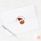 Santa Hat Basketbal Kerstmis Ronde Sticker (Envelop)