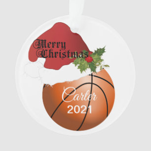 Santa Hat Basketball Design DIY-naam Ornament