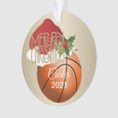 Santa Hat Basketball | DIY-naam Ornament (voorkant)