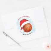 Santa Hat Basketball Merry Kerstmis Ronde Sticker (Envelop)