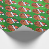 Santa Hat Basketball over Groen Cadeaupapier (Hoek)