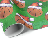 Santa Hat Basketball over Groen Cadeaupapier (Rol Hoek)