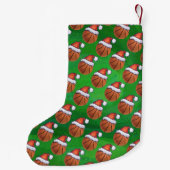 Santa Hat Basketball over Groen Kleine Kerstsok (Achterkant)