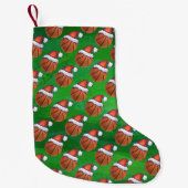 Santa Hat Basketball over Groen Kleine Kerstsok (Voorkant)
