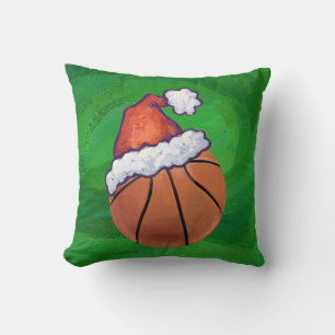 Santa Hat Basketball over Groen Kussen