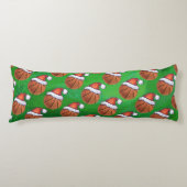 Santa Hat Basketball over Groen Lichaamskussen (Voorkant)
