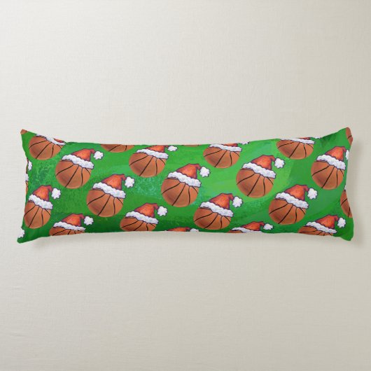 Santa Hat Basketball over Groen Lichaamskussen (Voorkant)
