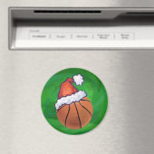 Santa Hat Basketball over Groen Magneet (Insitu (Vaatwasser))