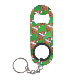 Santa Hat Basketball over Groen Mini Flessenopener
