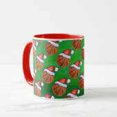 Santa Hat Basketball over Groen Mok (Voorkant links)