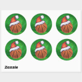 Santa Hat Basketball over Groen Ronde Sticker (Vel)