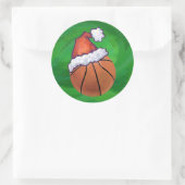 Santa Hat Basketball over Groen Ronde Sticker (Tas)
