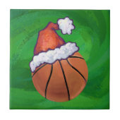 Santa Hat Basketball over Groen Tegeltje (Voorkant)
