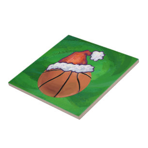 Santa Hat Basketball over Groen Tegeltje