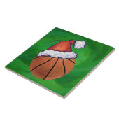 Santa Hat Basketball over Groen Tegeltje (Zijkant)