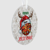  Santa Hat Basketball Reindeer Christmas Fun Sport Ornament (voorkant)