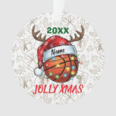  Santa Hat Basketball Reindeer Christmas Fun Sport Ornament (voorkant)