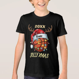  Santa Hat Basketball Reindeer Christmas Fun Sport Tri-Blend Shirt