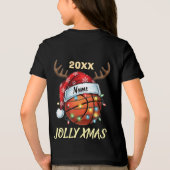  Santa Hat Basketball Reindeer Christmas Fun Sport Tri-Blend Shirt (Achterkant)