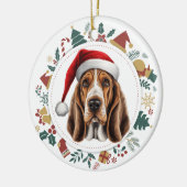 Santa Hat Basset Hound Dog Christmas Afbeeldingen  Keramisch Ornament (Links)