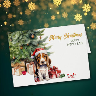 Santa Hat Basset Hound Puppy Hondenkerst