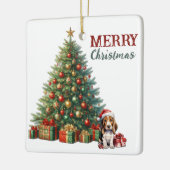Santa Hat Basset Hound Puppy Kerstboom Keramisch Ornament (Links)