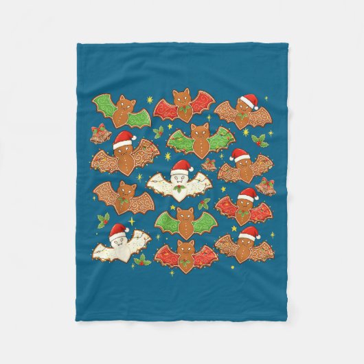Santa Hat Bat Soky Christmas Gingerbread Bats Xmas Fleece Deken (Voorkant)