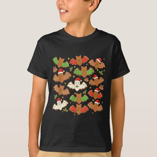 Santa Hat Bat Soky Christmas Gingerbread Bats Xmas T-shirt (Voorkant)