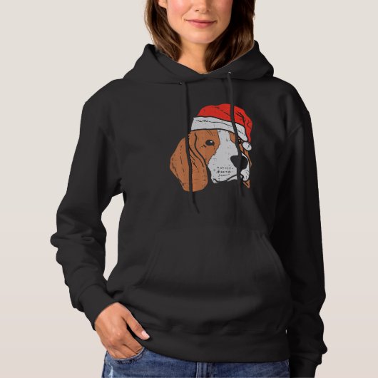 Santa Hat Beagle Christmas Xmas Dog  Owner Men Wom Hoodie (Voorkant)
