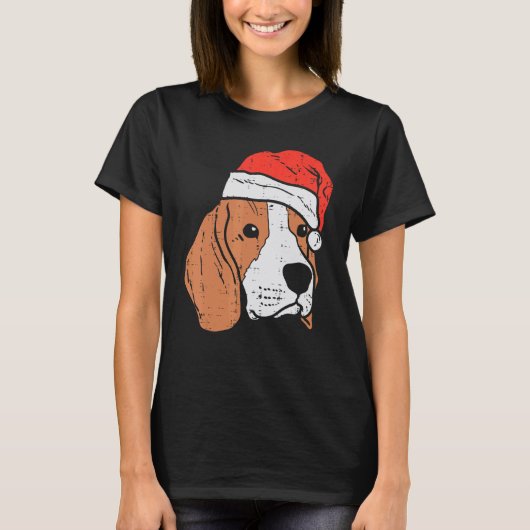 Santa Hat Beagle Christmas Xmas Dog  Owner Men Wom T-shirt (Voorkant)