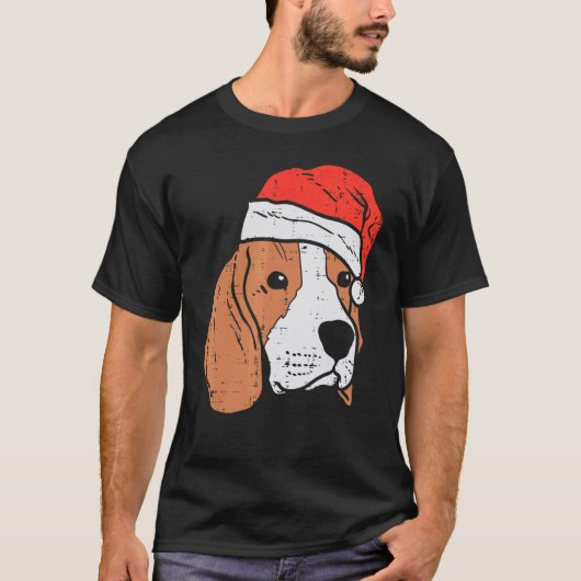 Santa Hat Beagle Christmas Xmas Dog  Owner Men Wom T-shirt (Voorkant)