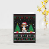 Santa Hat Beagle Dog Kerstboom Lights Ugly Sw Kaart (Gele Bloem)