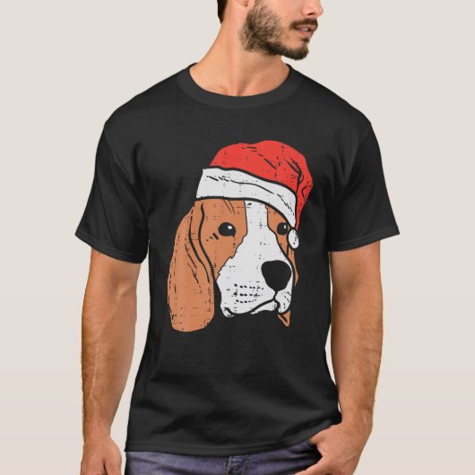 Santa Hat Beagle Pajamas Kerstmis Pjs Dog Lo T-shirt (Voorkant)