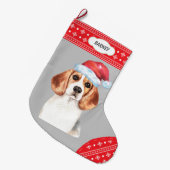 Santa Hat Beagle Sneeuwvlok Grens Grote Kerstsok (Voorkant (Hangend))