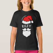 Santa Hat & Beard Naam toevoegen Familie Kerstmis T-shirt (Voorkant)