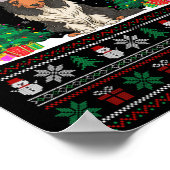 Santa Hat Bearded Collie Dog Xmas Tree Lights Ugly Poster (Hoek)