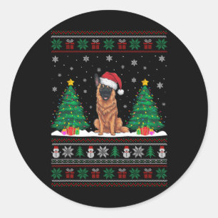 Santa Hat Belgische Mechelse Hond Xmas Tree Lights Ronde Sticker