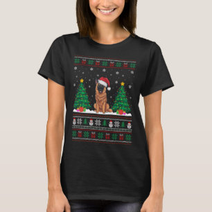 Santa Hat Belgische Mechelse Hond Xmas Tree Lights T-shirt