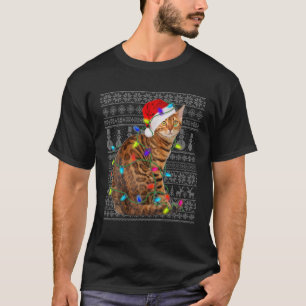 Santa Hat Bengal Cat Xmas met een lelijke bengacht T-shirt