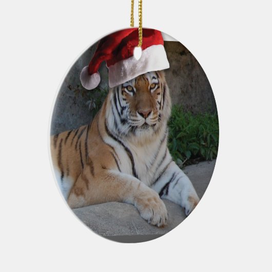 Santa Hat Bengal Tiger Keramisch Ornament (Rechts)