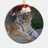 Santa Hat Bengal Tiger Keramisch Ornament (Voorkant)